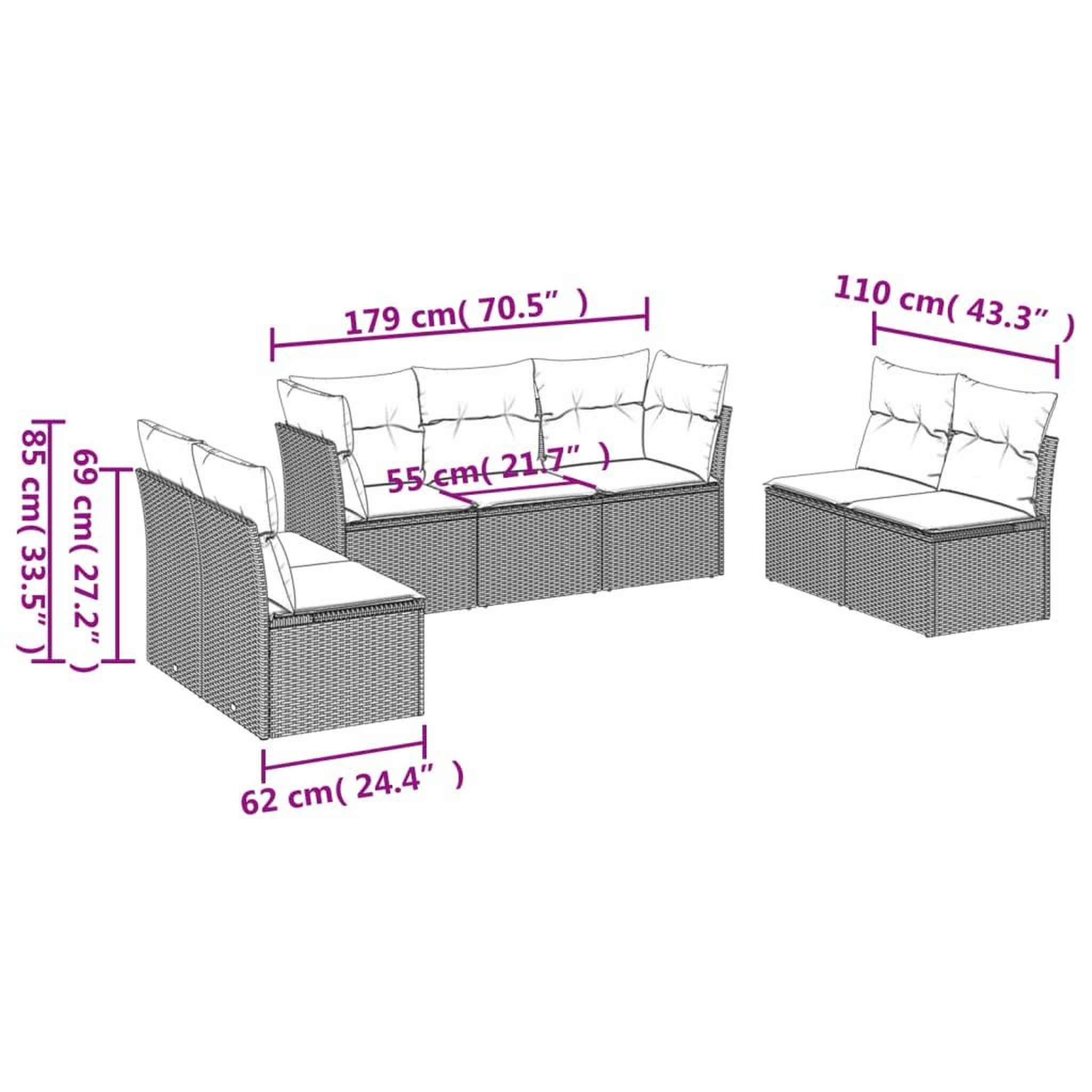 Voir la diapositive 4 : VIDAXL Salon de jardin avec coussins 7 pcs beige resine tressee