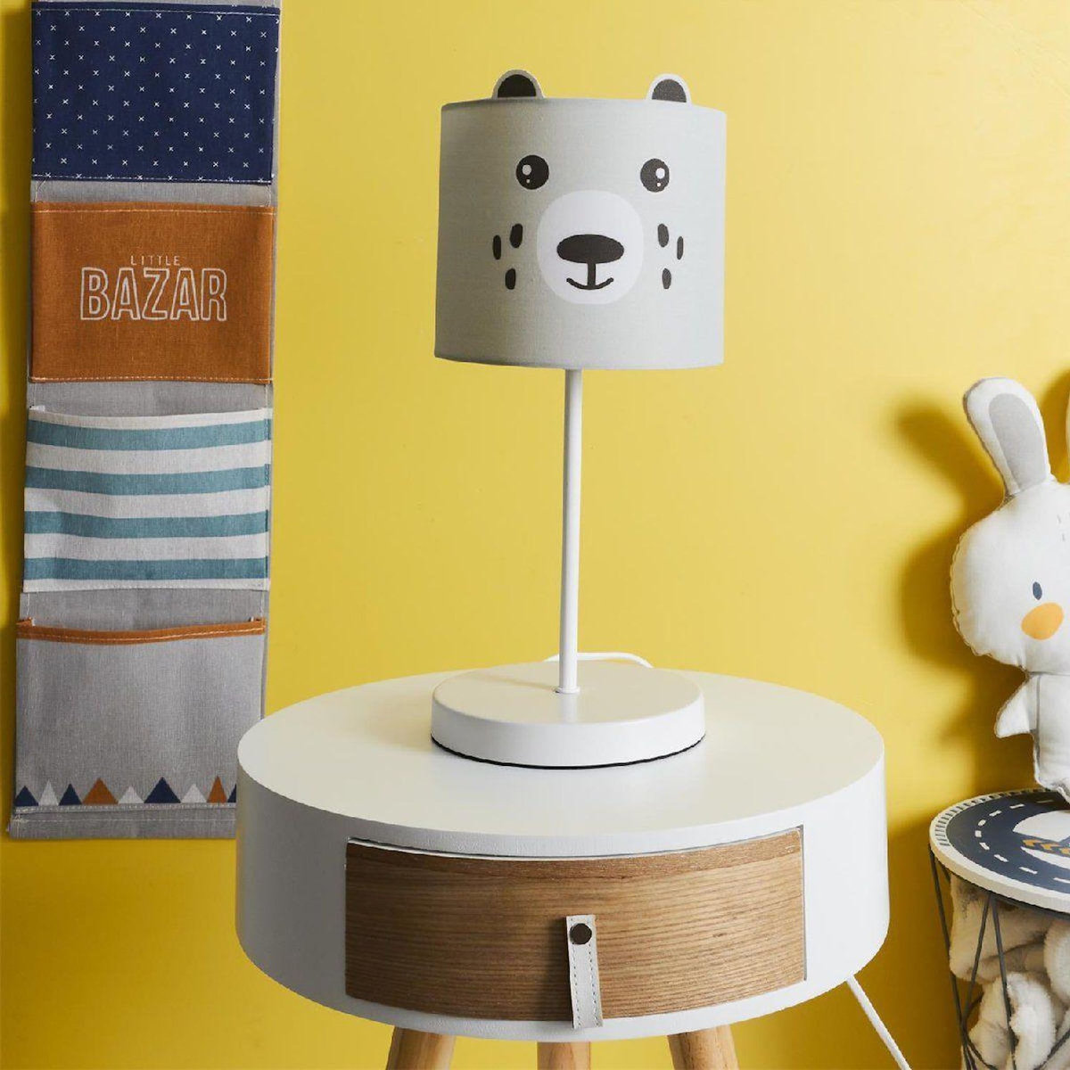 Paris Prix Lampe de Chevet Enfant  Ours  36cm Gris