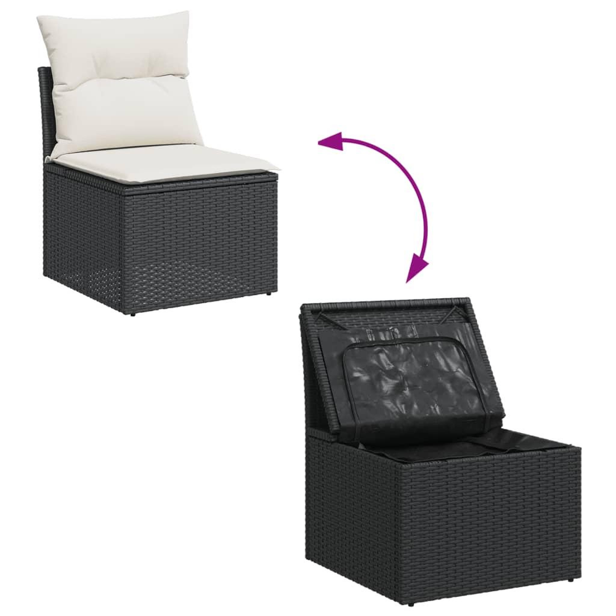 Voir la diapositive 3 : VIDAXL Salon de jardin 6 pcs avec coussins noir resine tressee