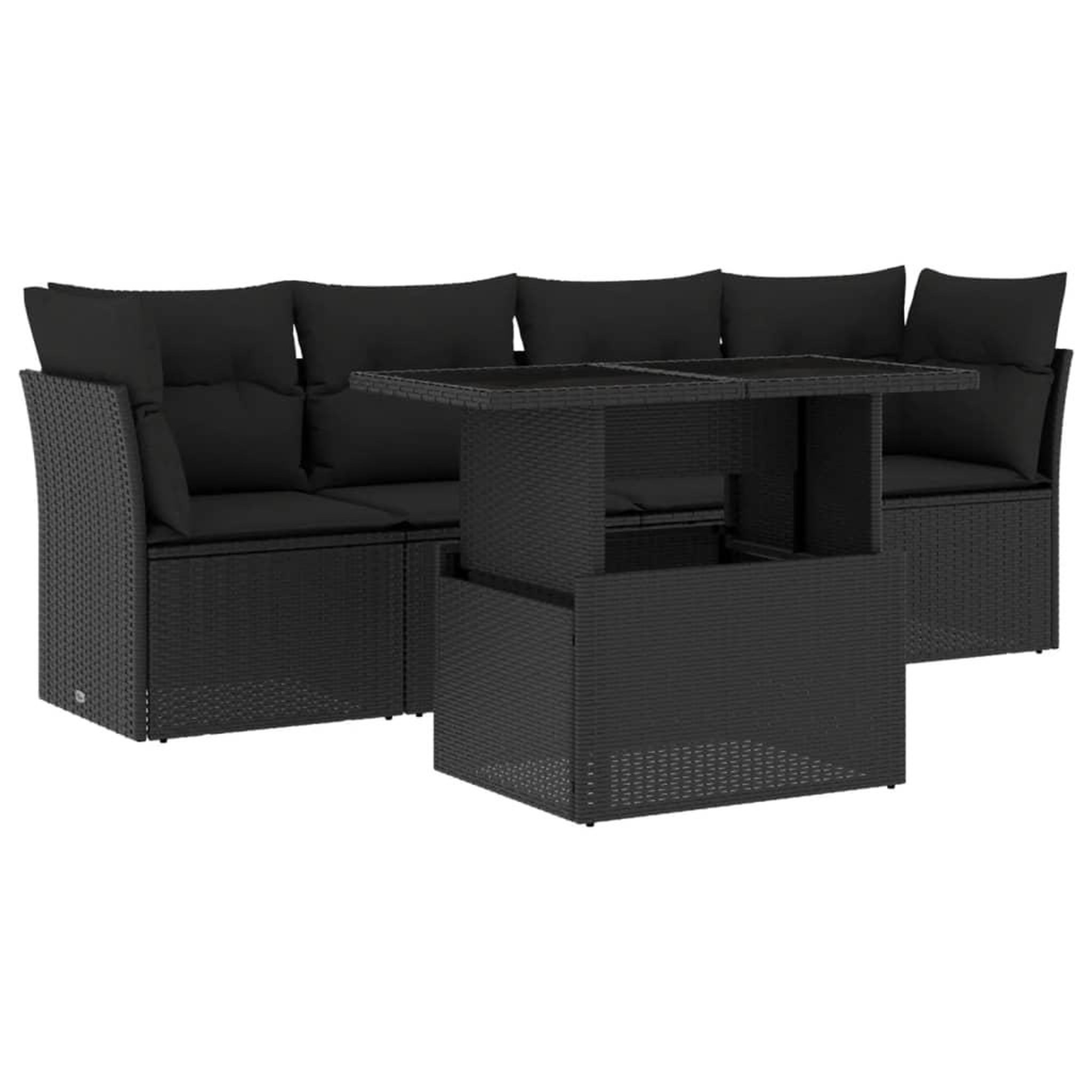 VIDAXL Salon de jardin 5 pcs avec coussins noir resine tressee