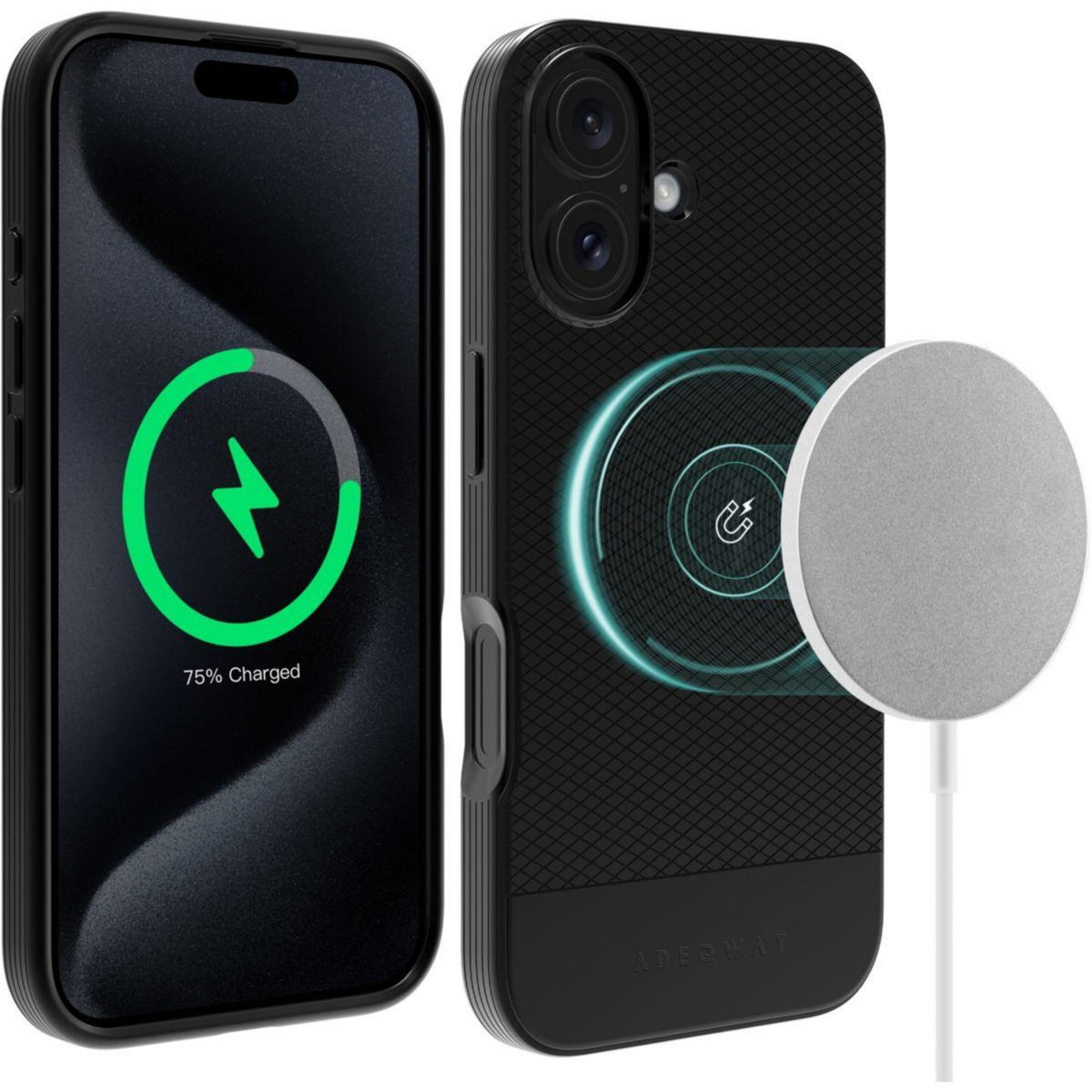 ADEQWAT Coque iPhone 16 Plus noir Soft protect