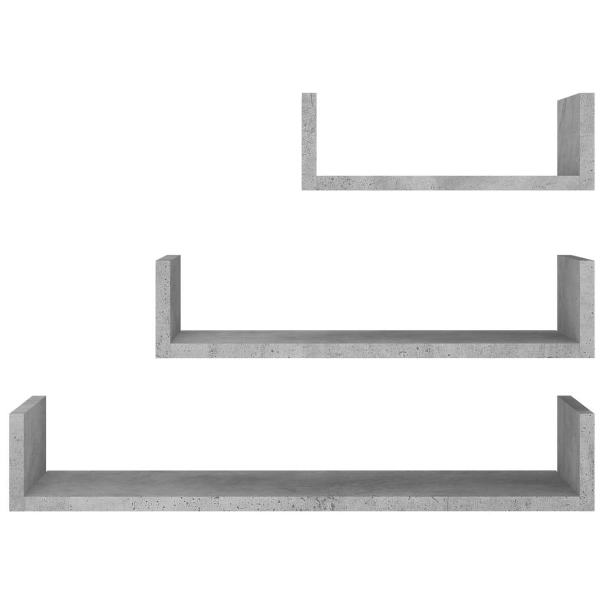Voir la diapositive 4 : VIDAXL Etageres murales 3 pcs Gris beton Bois d'ingenierie