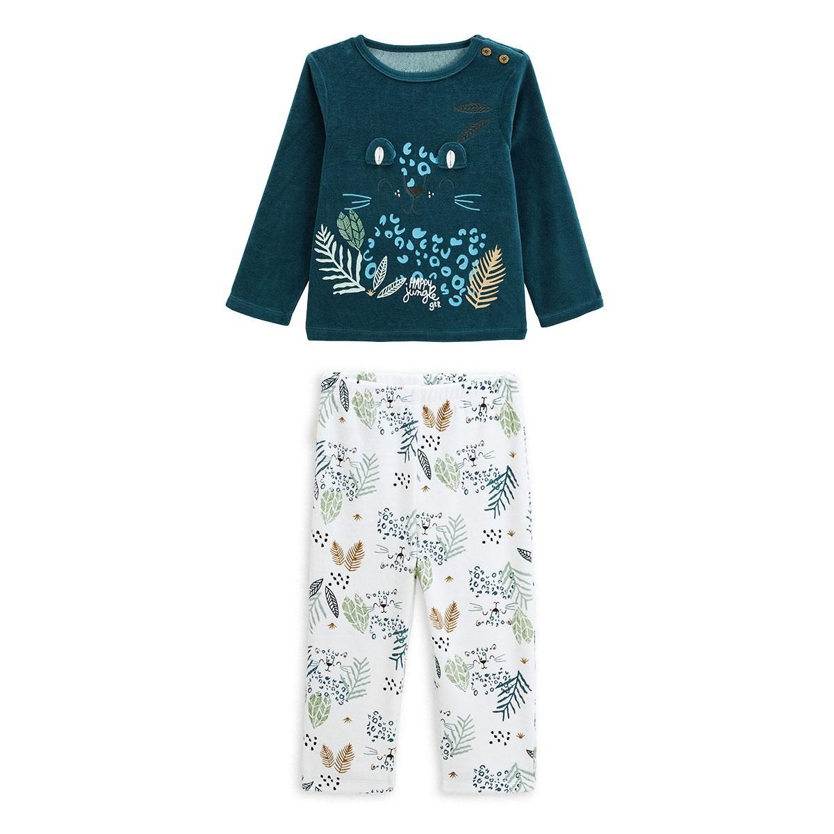 Petit Béguin Pyjama bébé 2 pièces en velours Borneo