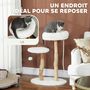 Voir la diapositive 6 : PAWHUT Arbre à chat style bohème chic H.85 cm plateforme panier observation corde boule bois naturel effet laine bouclée