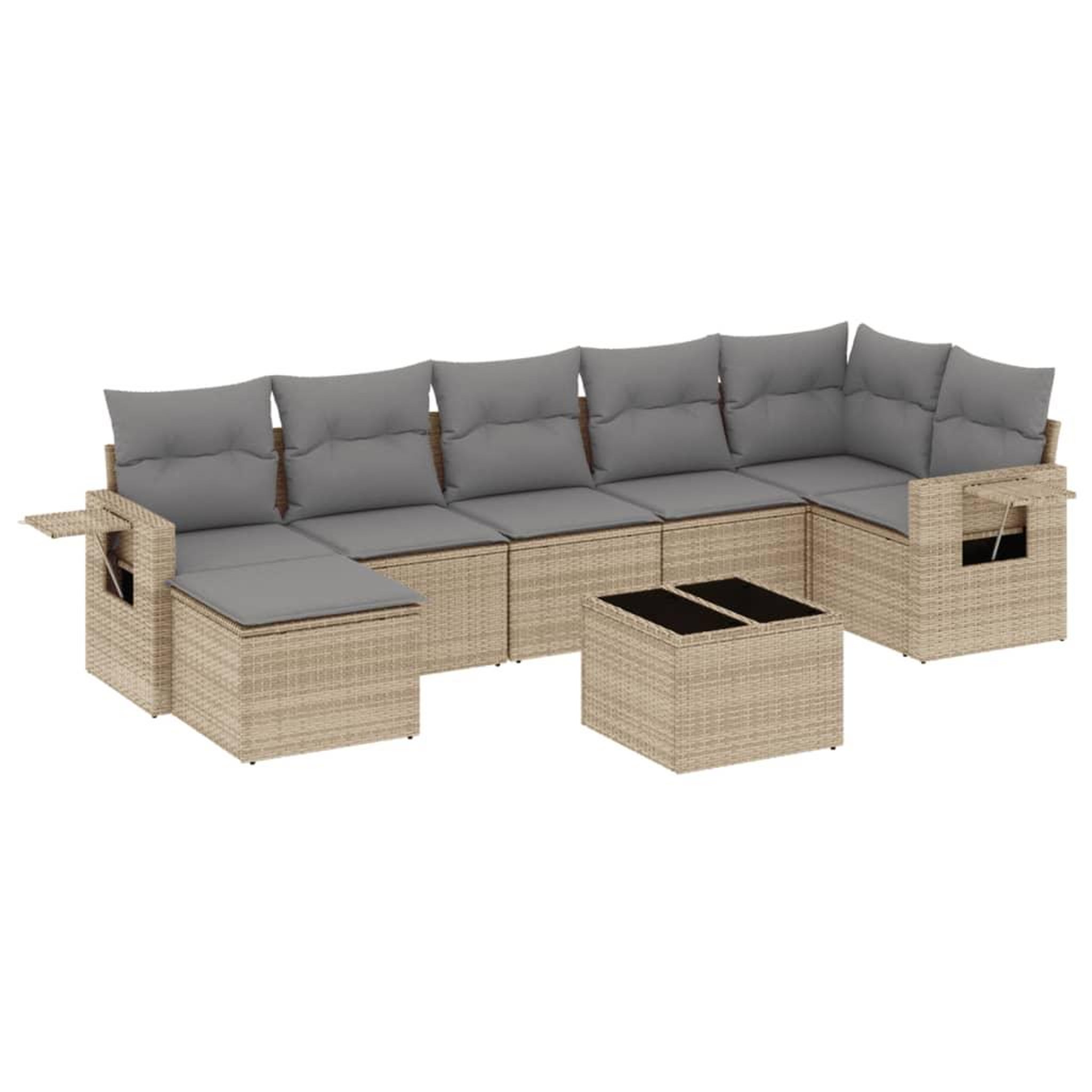 Voir la diapositive 2 : VIDAXL Salon de jardin avec coussins 8 pcs beige resine tressee