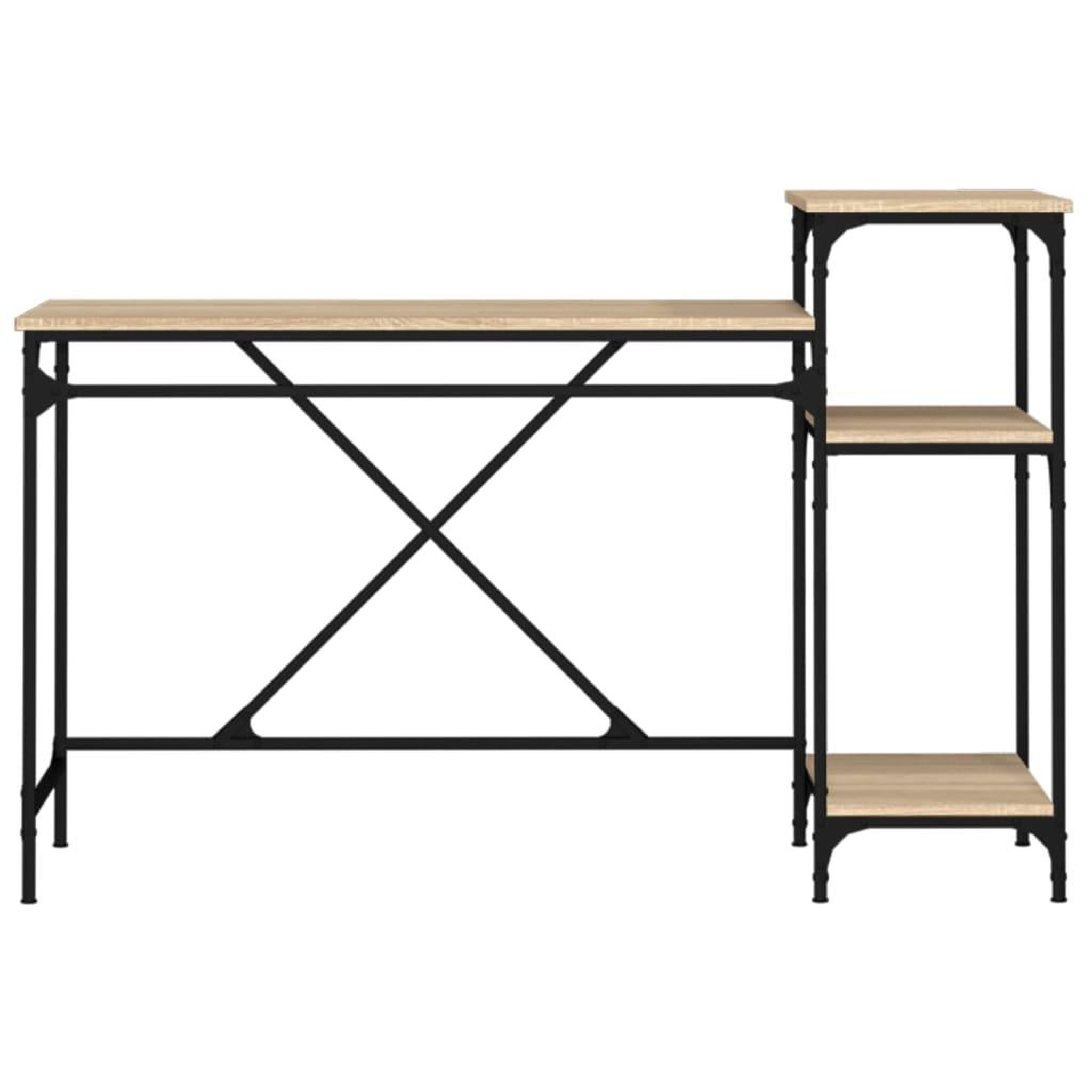 Voir la diapositive 5 : VIDAXL Bureau et etageres chene sonoma 135x50x90cm bois ingenierie/fer