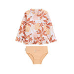 Petit Béguin Maillot de bain bébé 2 pièces t-shirt de protection UV et culotte Cassis. Coloris disponibles : Rose