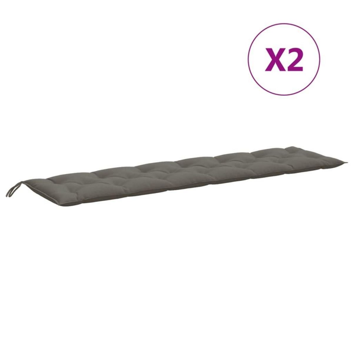 VIDAXL Coussins de banc de jardin lot de 2 gris fonce melange tissu