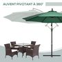 Voir la diapositive 6 : OUTSUNNY Parasol déporté octogonal inclinable pivotant manivelle pied acier Ø 2,9 x 2,4H m vert