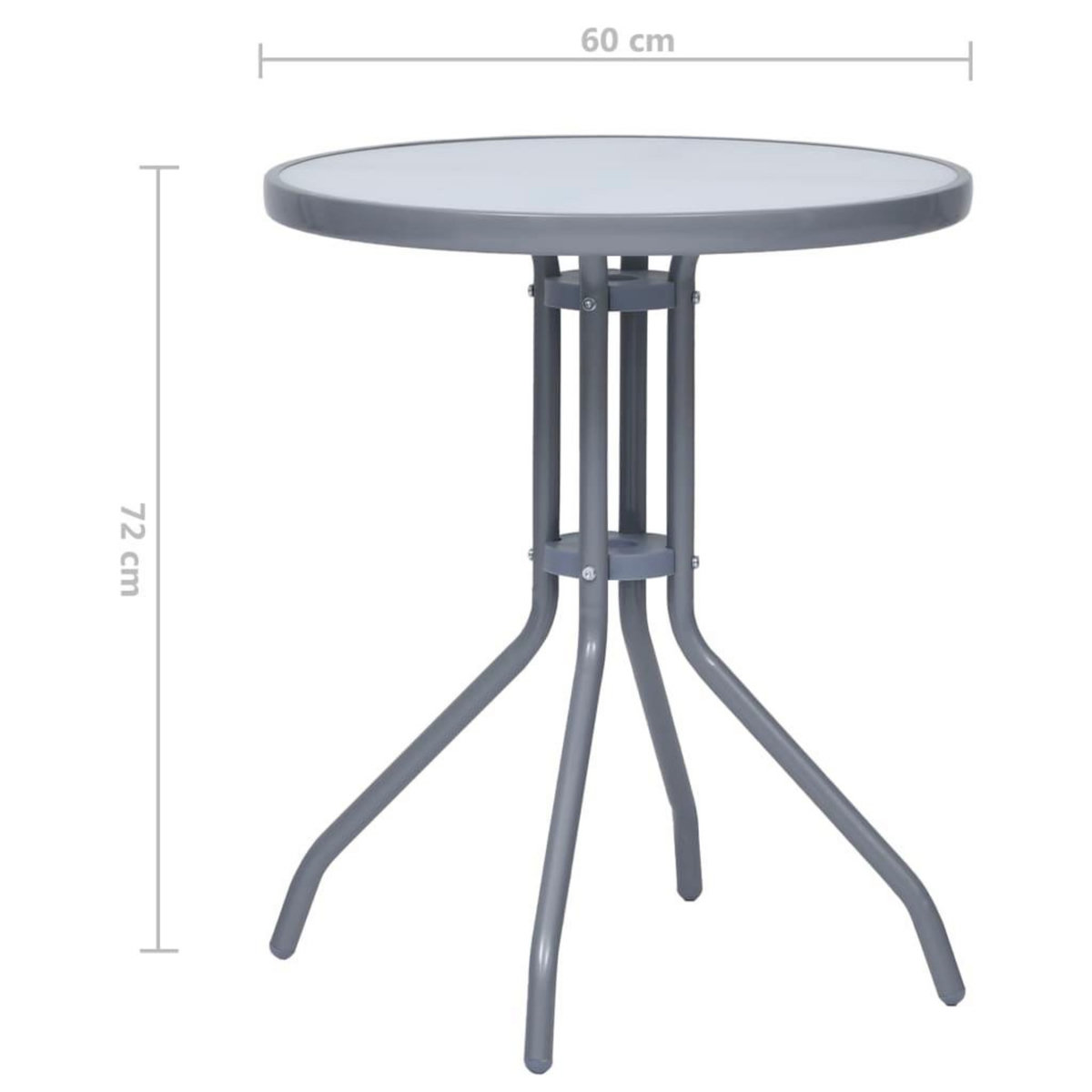 VIDAXL Table de jardin Gris clair 60 cm Acier et verre