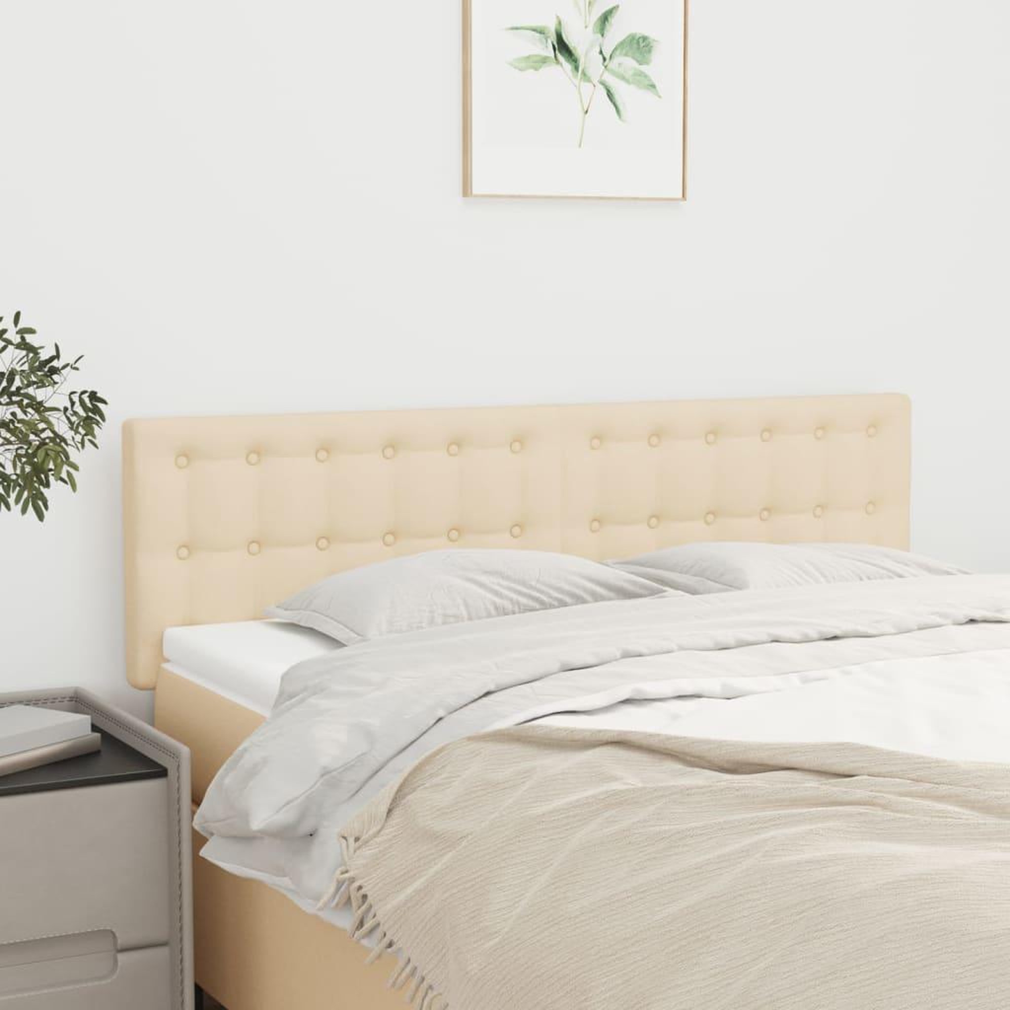 Voir la diapositive 1 : VIDAXL Tetes de lit 2 pcs Creme 72x5x78/88 cm Tissu