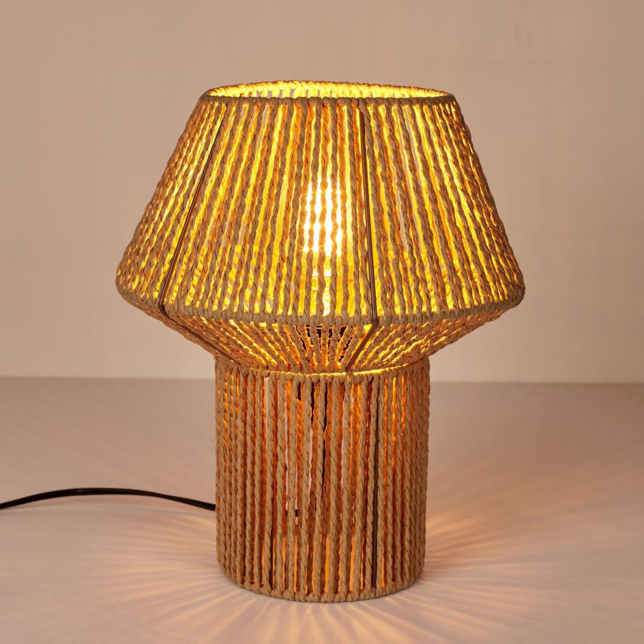 Voir la diapositive 2 : The Home Deco Factory Lampe à poser  corde tressée  33cm naturel