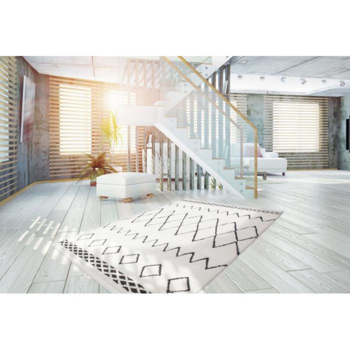 Paris Prix Tapis Ethnique à Franges  Agadir  Noir