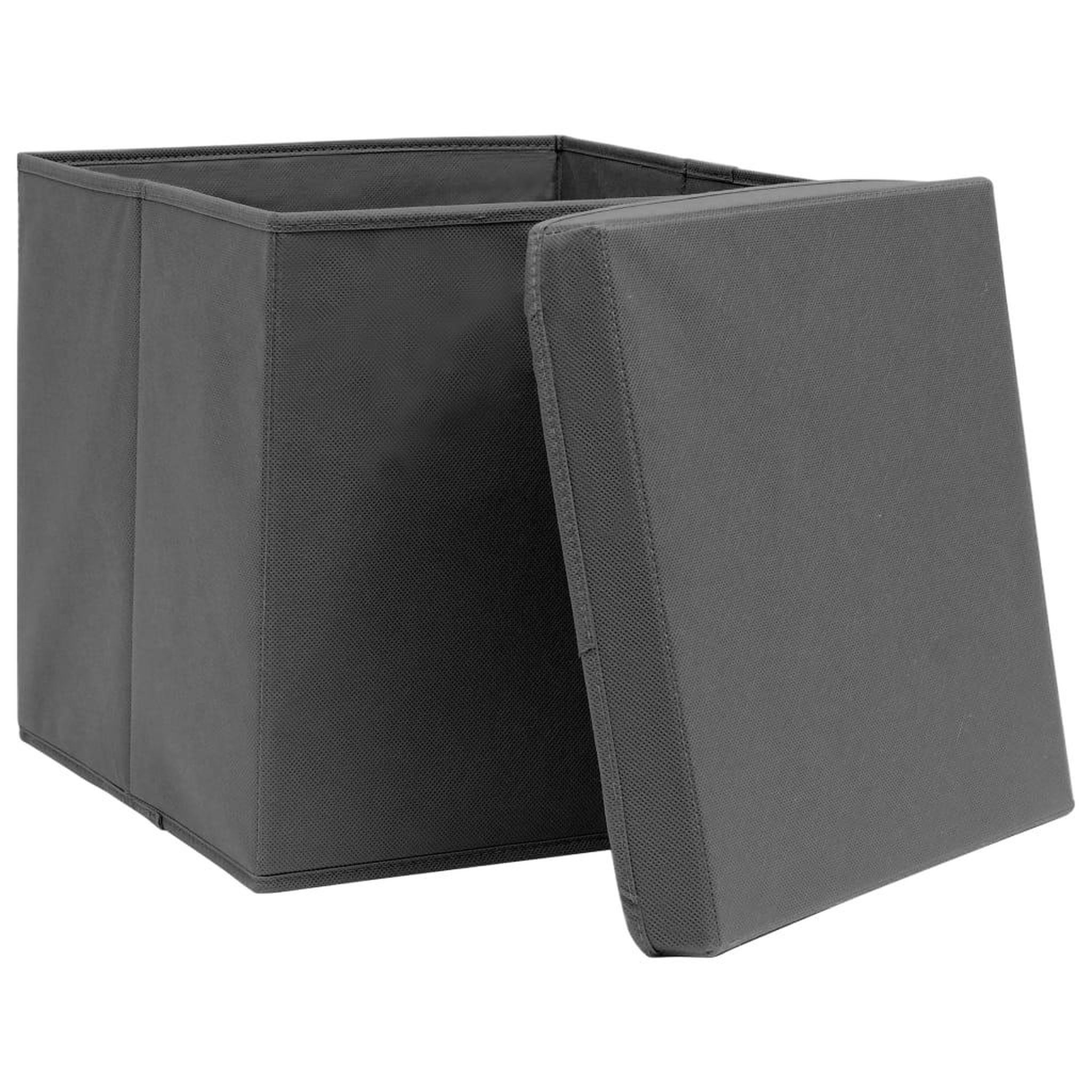 Voir la diapositive 3 : VIDAXL Boîtes de rangement avec couvercle 4 pcs Gris 32x32x32 cm Tissu