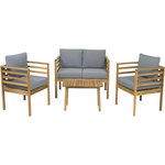 Habitat et Jardin Salon de jardin en bois avec coussins  Beckham  - 4 places - Gris
