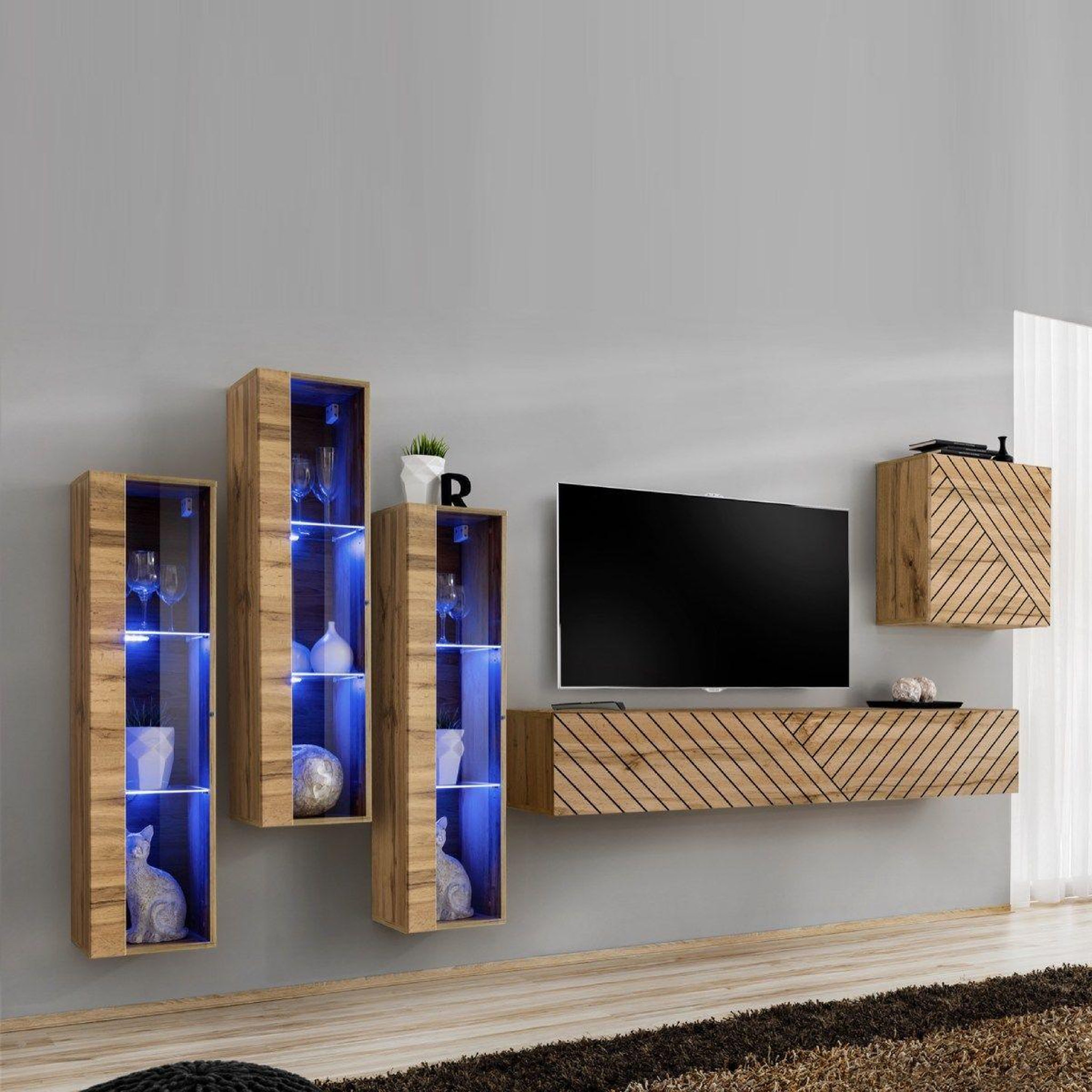 Paris Prix Ensemble meuble tv  switch lamel xiii  330cm naturel