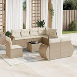 VIDAXL Salon de jardin avec coussins 9 pcs beige resine tressee