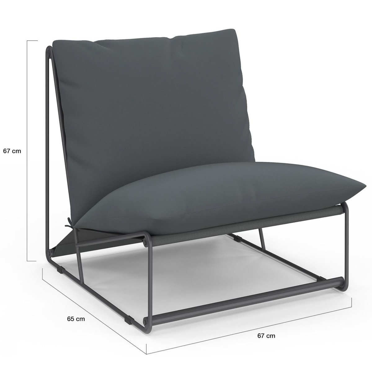 ID MARKET Lot de 2 fauteuils de jardin NAPOLI gris coussins gris anthracite