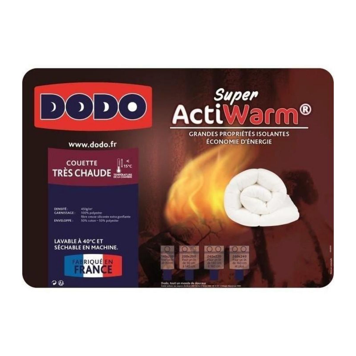 DODO DODO Couette tres chaude 450g/m2 SUPER ACTIWARM 200x200 cm blanc