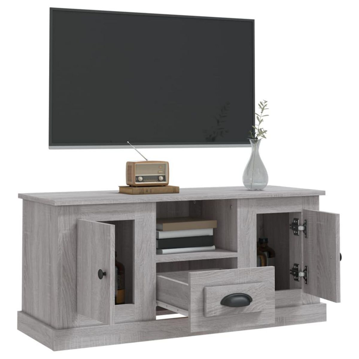 VIDAXL Meuble TV sonoma gris 100x35,5x45 cm bois d'ingenierie