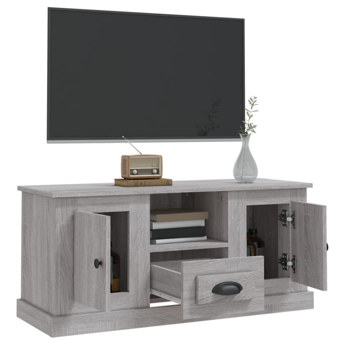 VIDAXL Meuble TV sonoma gris 100x35,5x45 cm bois d'ingenierie