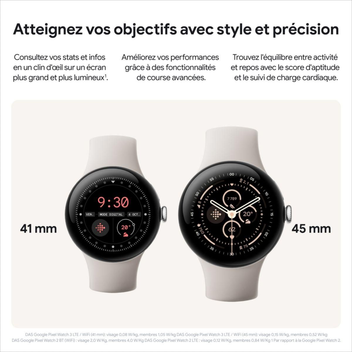 GOOGLE Montre connectée Pixel Watch 3 45 mm Noir Mat 4G