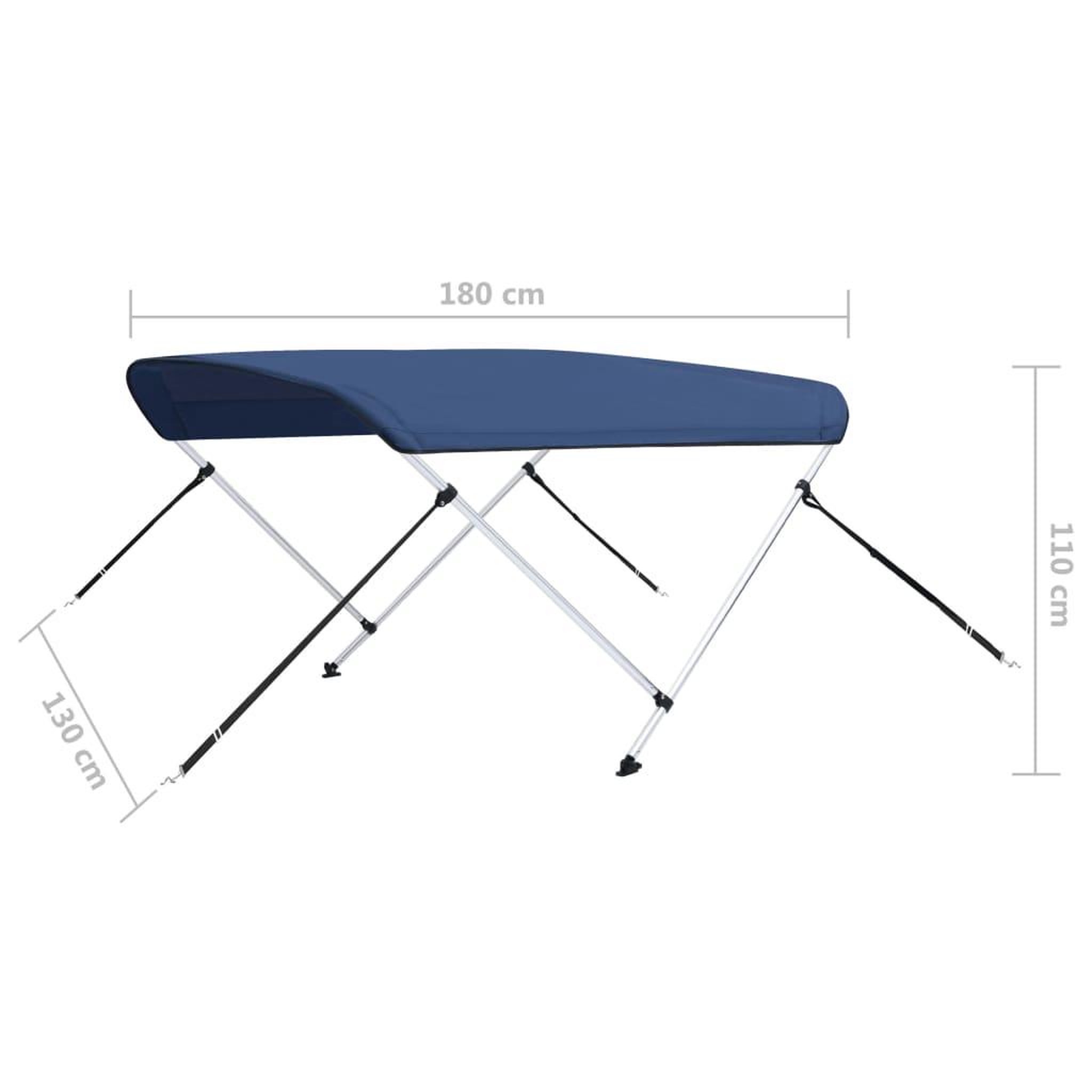Voir la diapositive 6 : VIDAXL Auvent bimini a 2 arceaux Bleu marine 180x130x110 cm