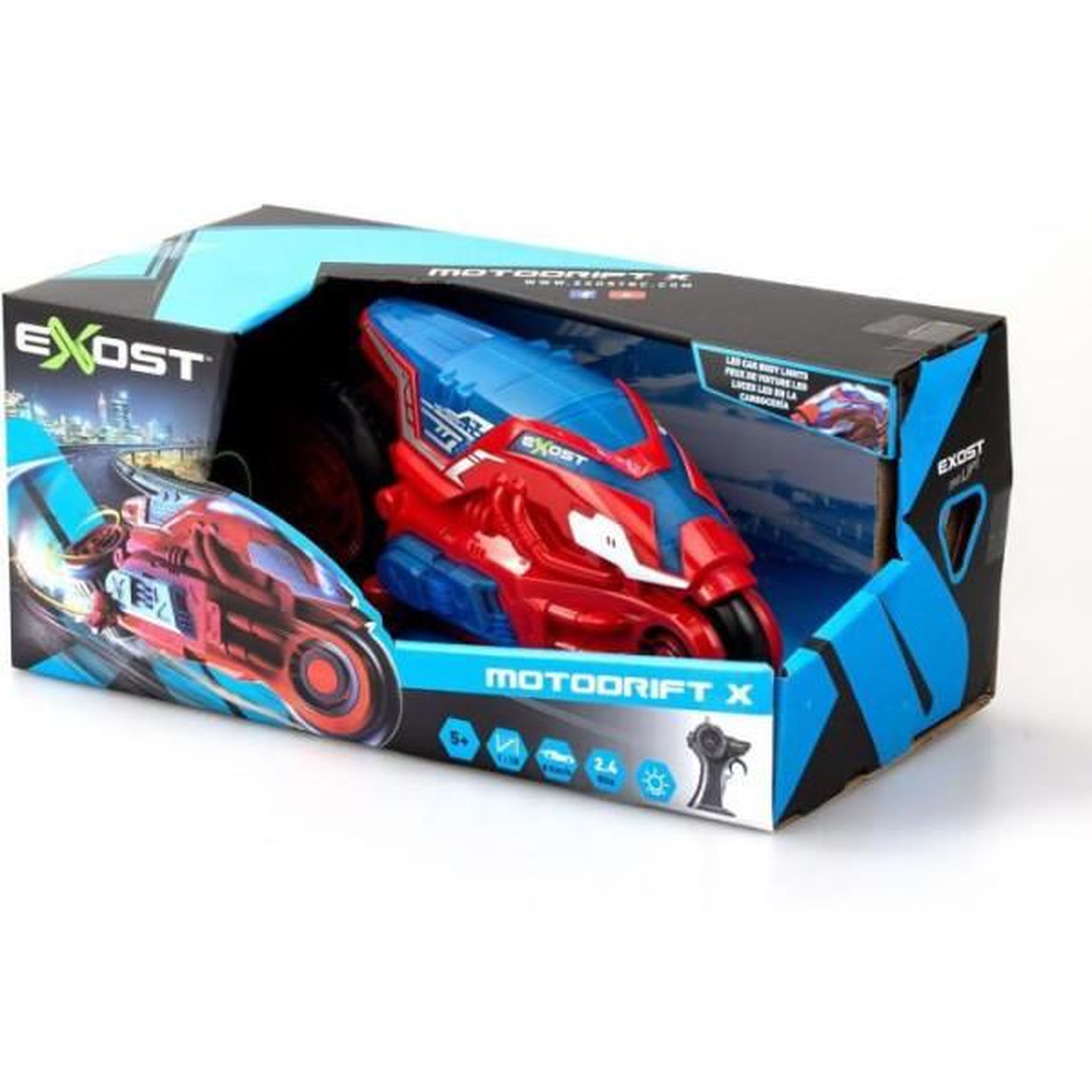 Voir la diapositive 2 : SILVERLIT Moto télécommandée - EXOST - MOTODRIFT X LED 24 Ghz - 1:18 - Rouge - 23 cm - Des 5 ans