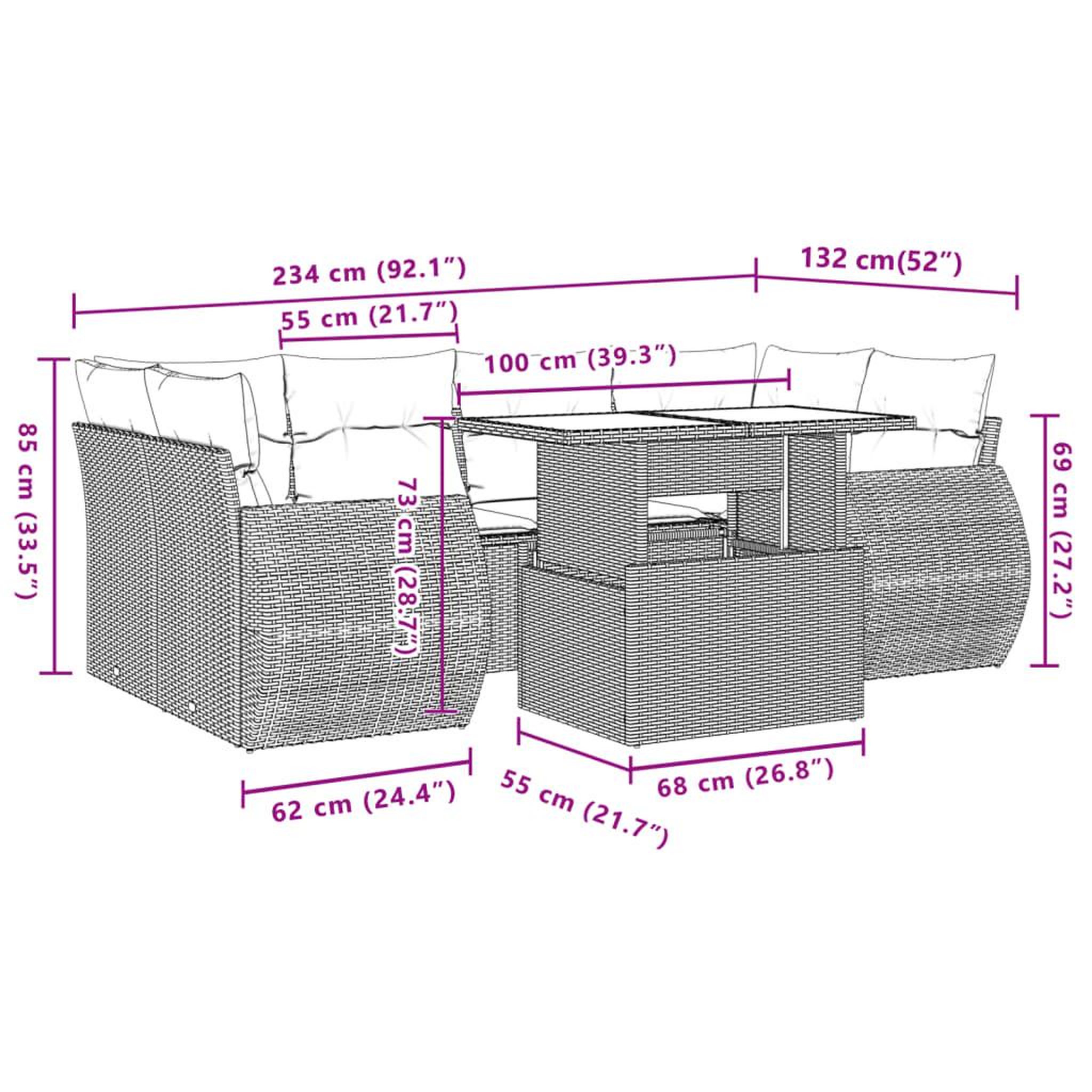 Voir la diapositive 6 : VIDAXL Salon de jardin avec coussins 7 pcs beige resine tressee