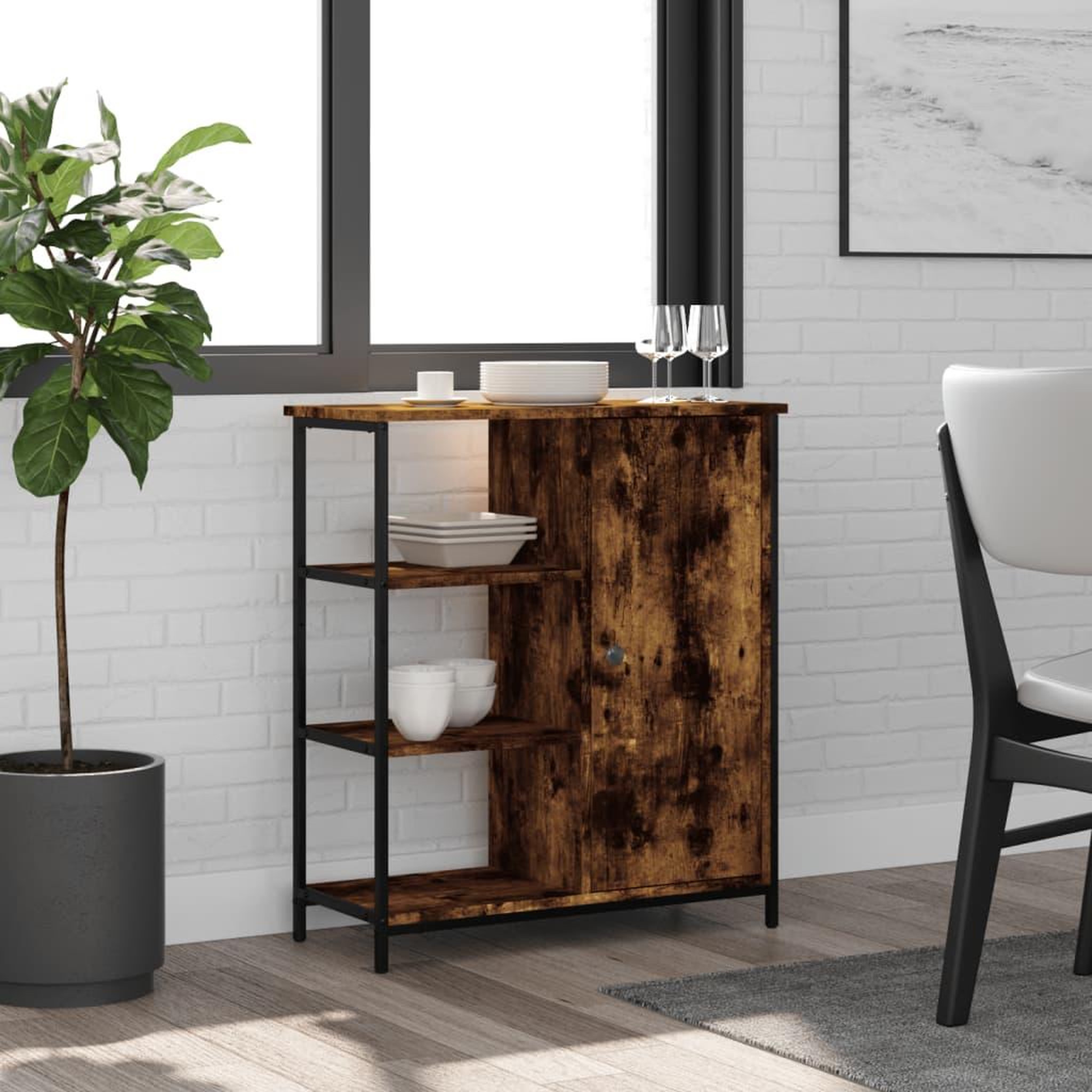 VIDAXL Buffet chene fume 70x30x80 cm bois d'ingenierie