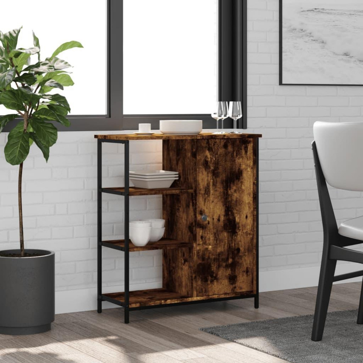 VIDAXL Buffet chene fume 70x30x80 cm bois d'ingenierie