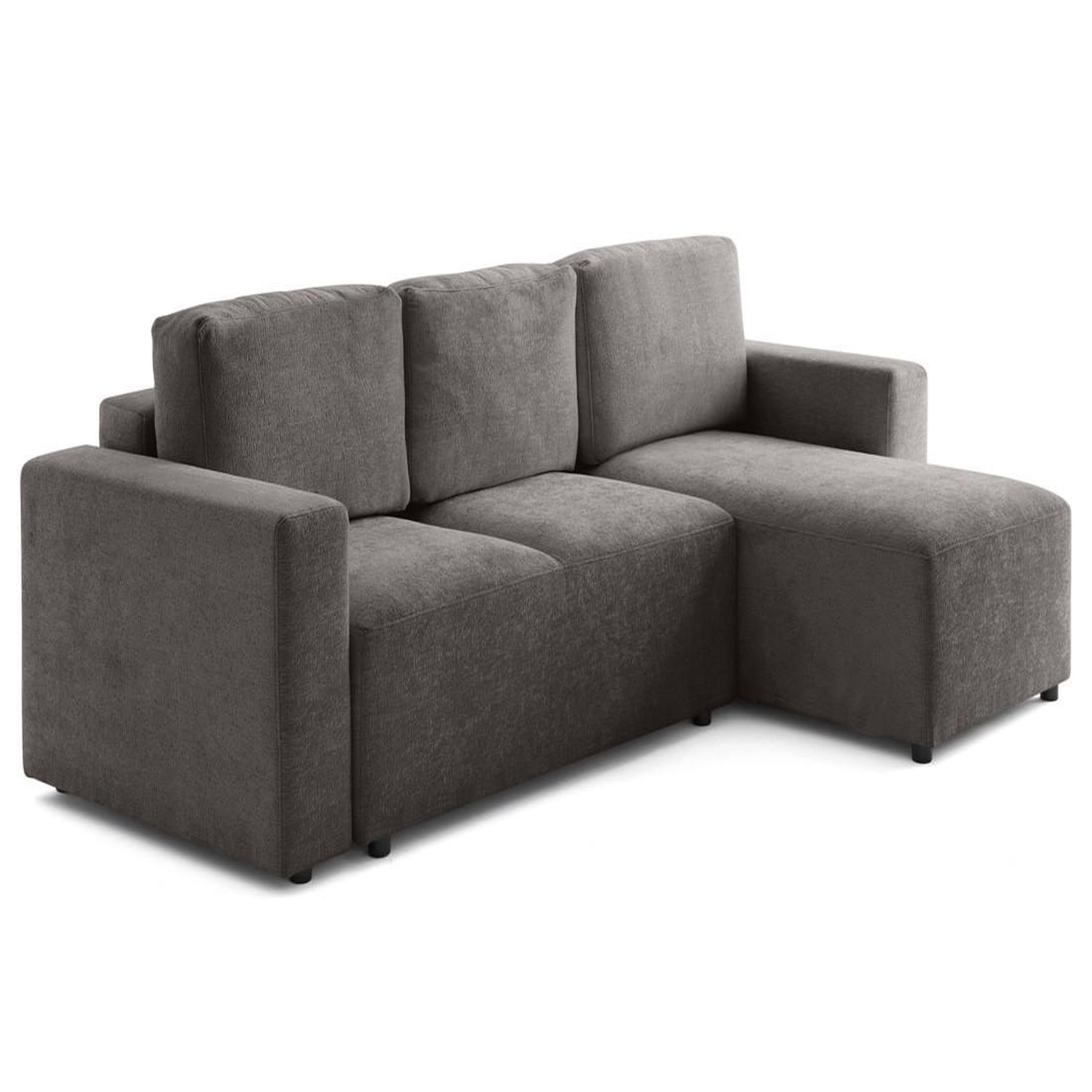 Voir la diapositive 5 : LISA DESIGN Livy - canapé d'angle réversible 4 places convertible avec coffre en velours texturé