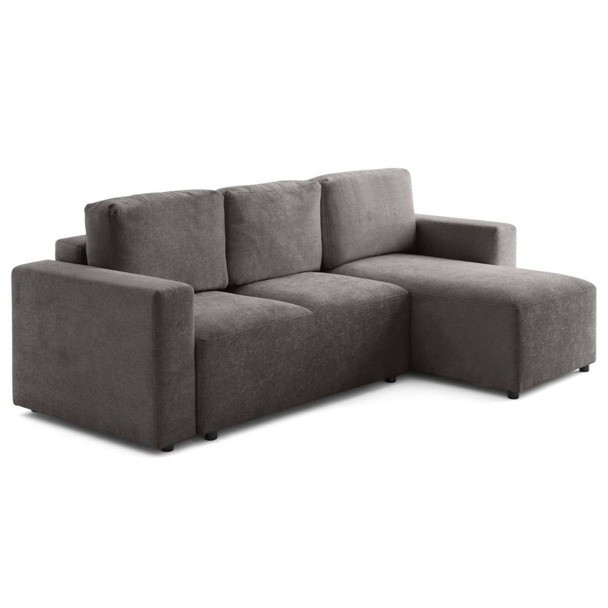 LISA DESIGN Livy - canapé d'angle réversible 4 places convertible avec coffre en velours texturé