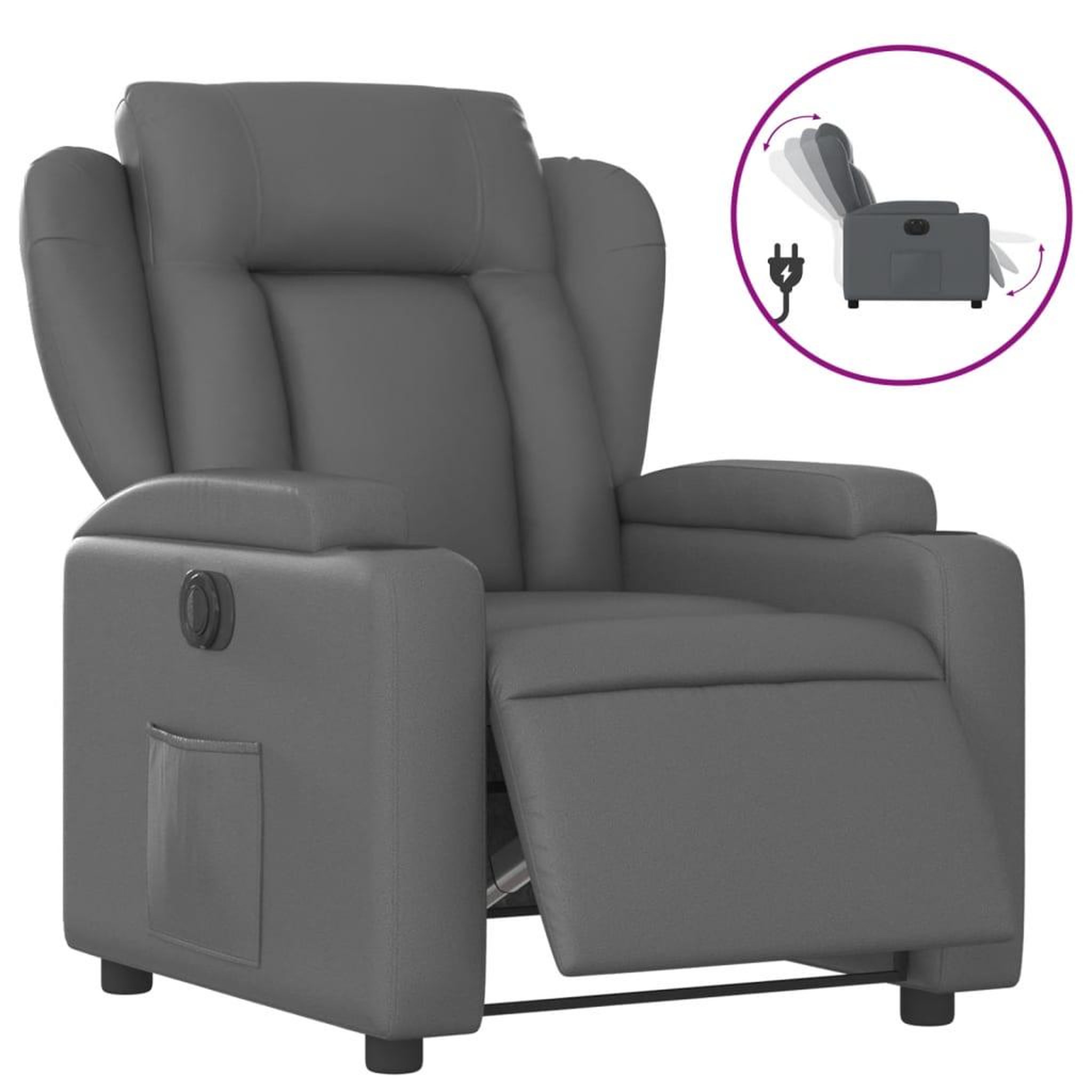 Voir la diapositive 2 : VIDAXL Fauteuil inclinable electrique Gris Similicuir