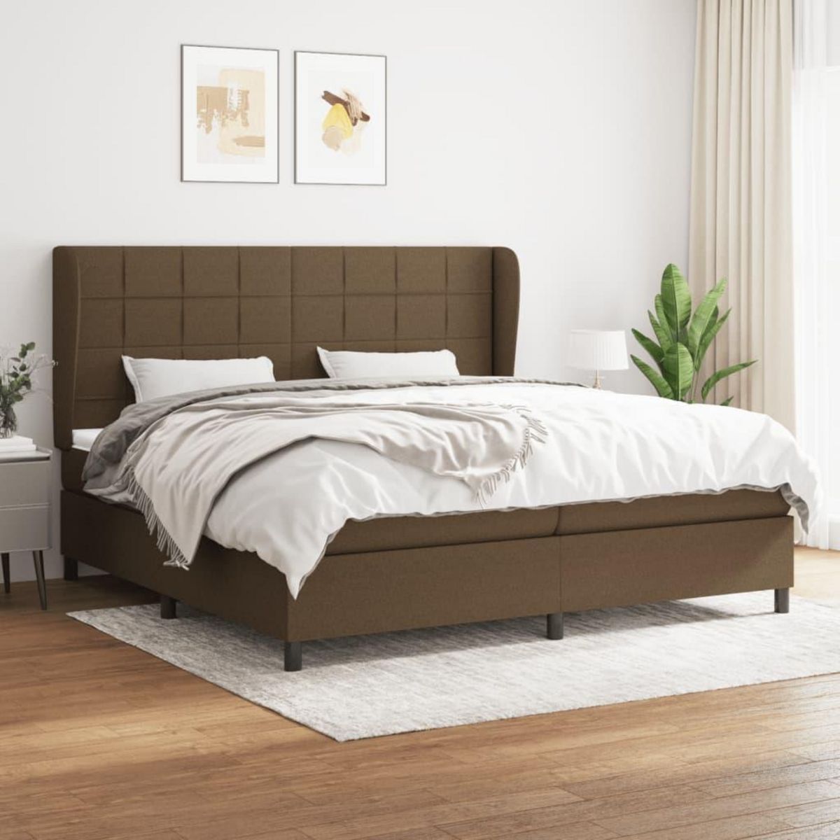 VIDAXL Sommier a lattes de lit avec matelas Marron fonce 200x200 cm