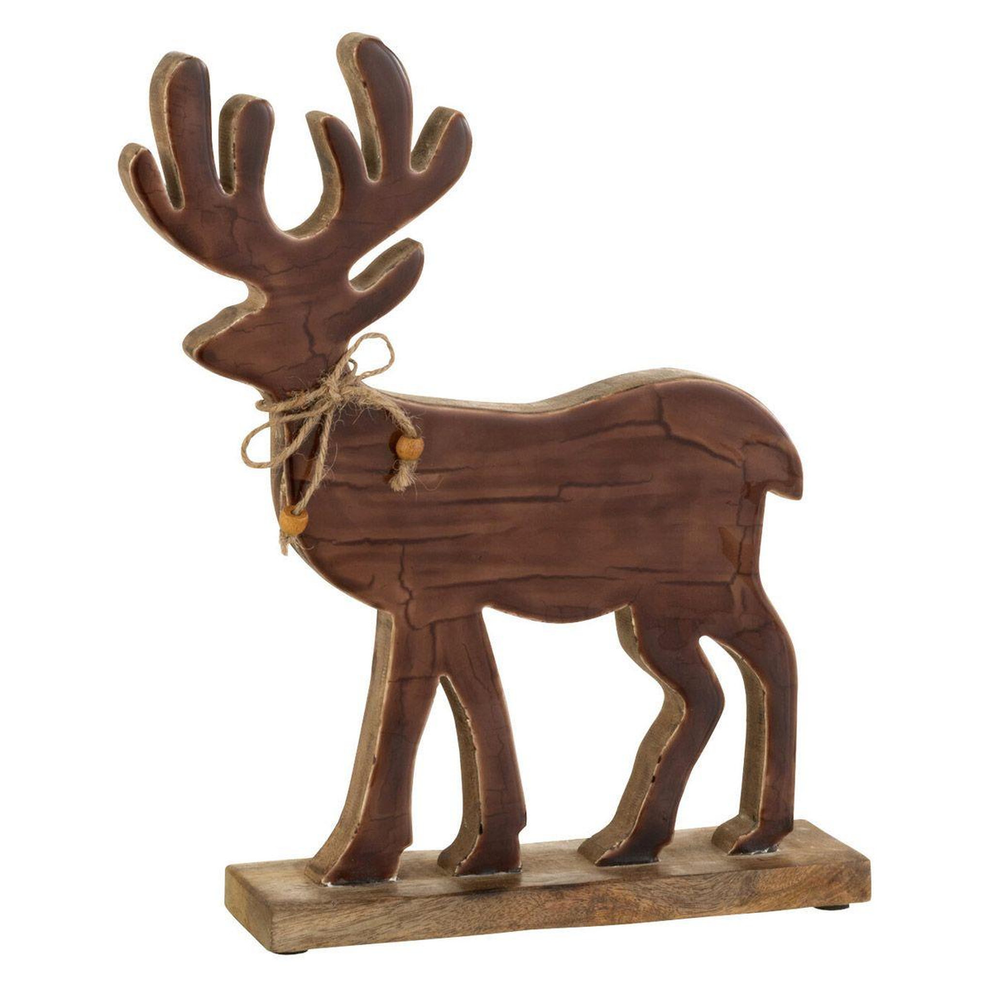 Voir la diapositive 1 : J-LINE Statuette déco renne  gabriel  30cm marron