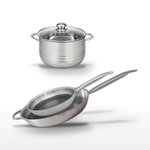 ELO Lot 2 Poêles 28/32 cm & Faitout 24 cm Elo Relief Solution