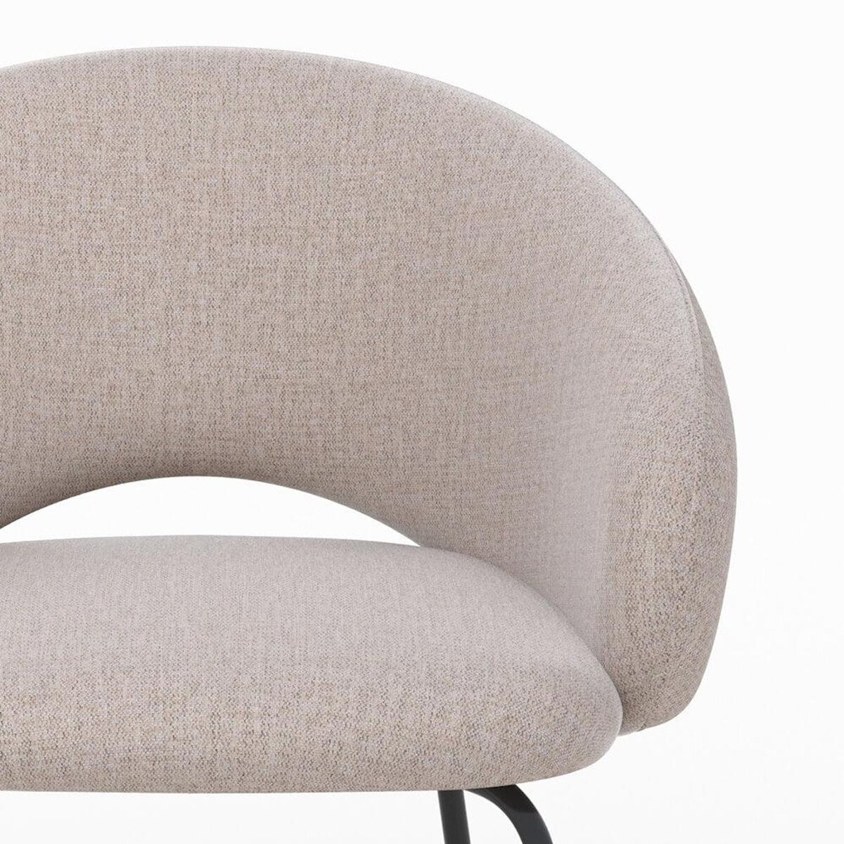 Rendez vous déco Chaise en tissu beige chiné et pieds noirs - Milly