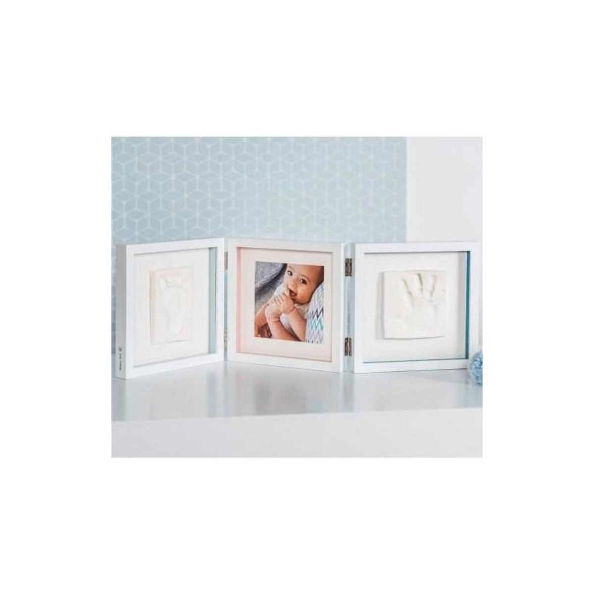 BABY ART Baby Art My Baby Style - Cadre Photo Double Empreinte Bébé : Personnalisez avec Kit Empreintes Mains et Pieds Bébé, Cadeau N
