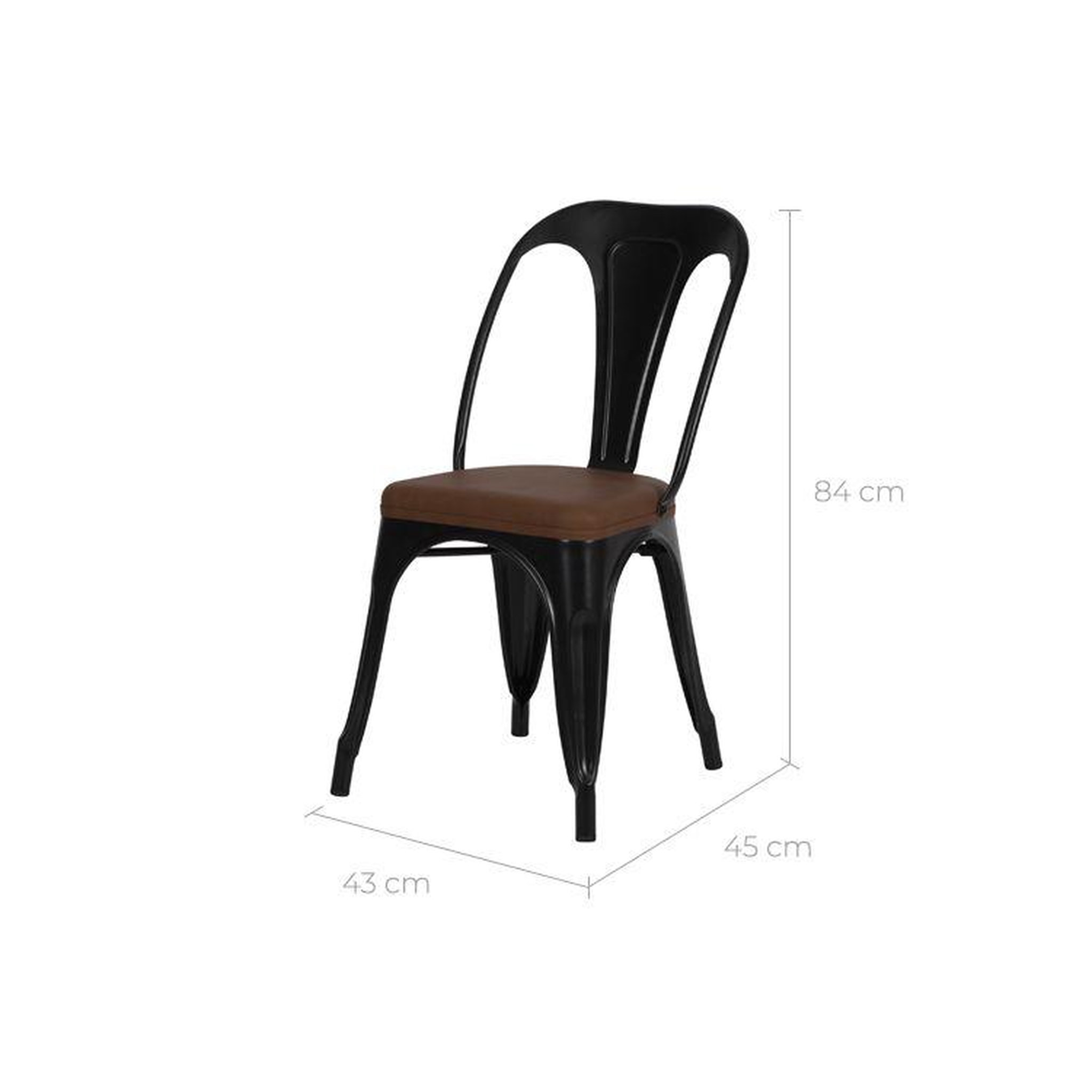 Voir la diapositive 4 : MAISON PAVANE Lot de 2 chaises en métal noir et cuir synthétique marron-Charly