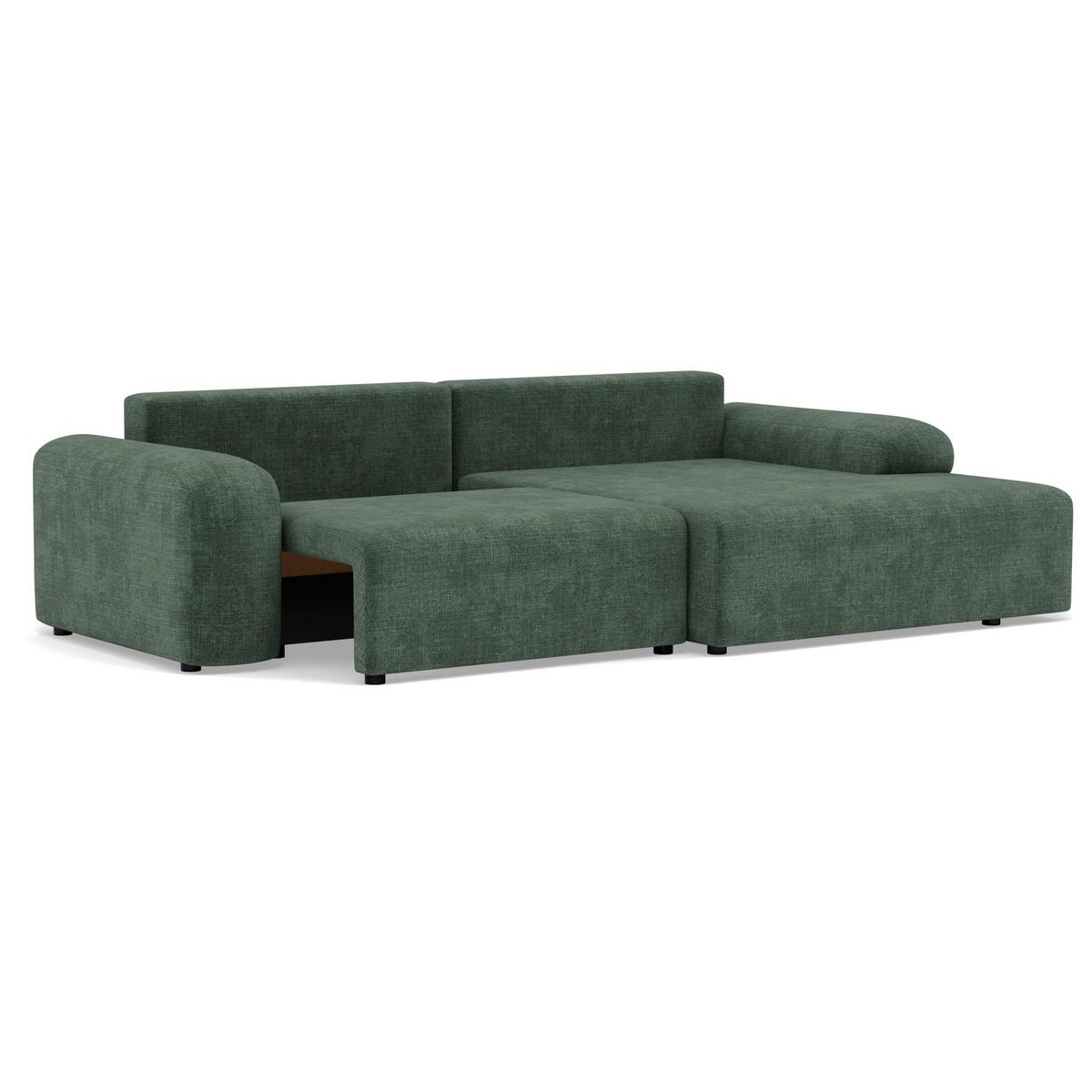 BEST MOBILIER Rebecca - canapé d'angle droit 4 places convertible avec coffre en velours texturé