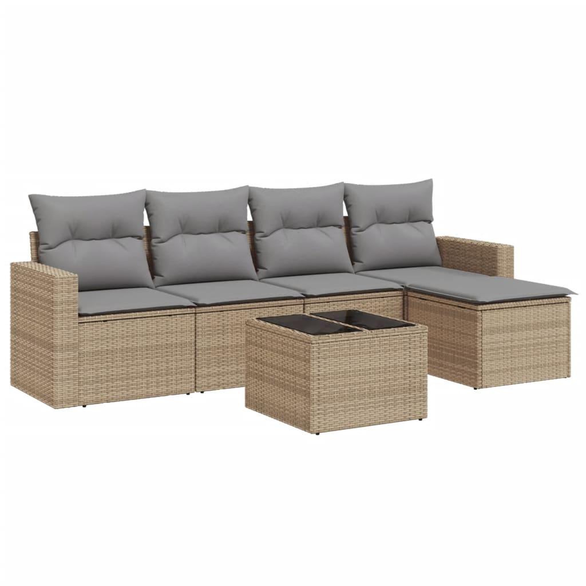 Voir la diapositive 2 : VIDAXL Salon de jardin avec coussins 6 pcs beige resine tressee