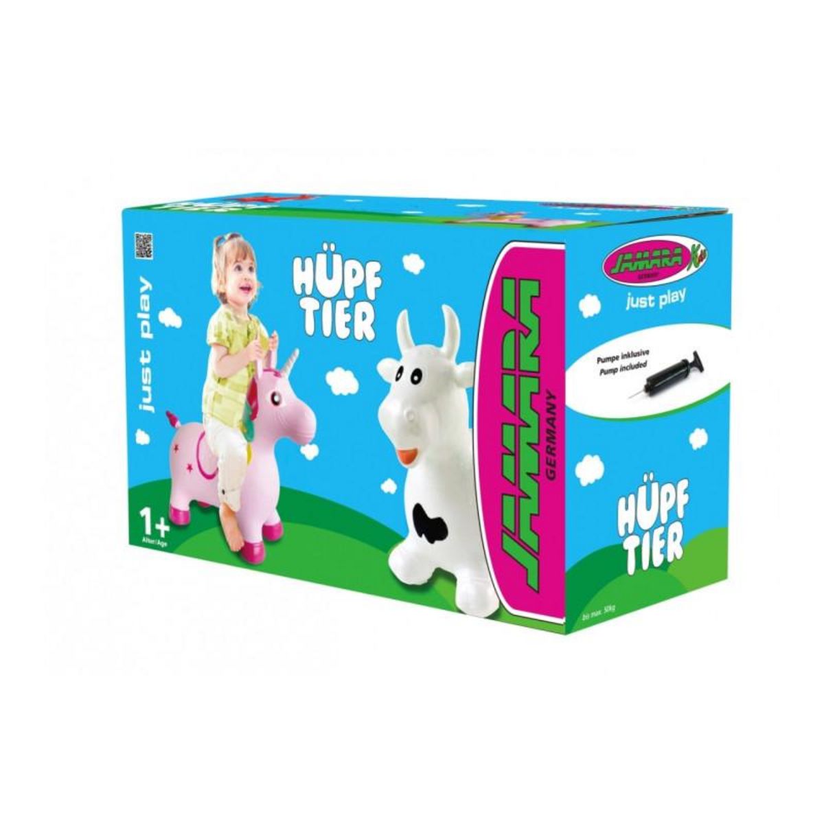 Jamara JAMARA Cheval sauteur rouge aux étoiles blanche avec pompe de gonflage