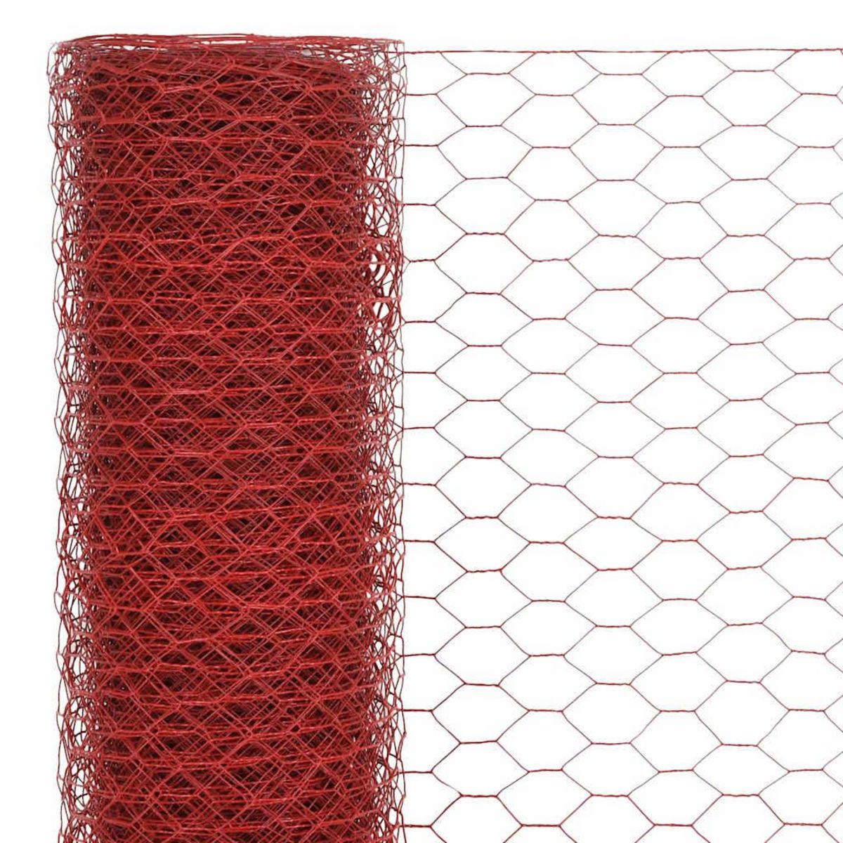 VIDAXL Grillage Acier avec revetement en PVC 25x1 m Rouge