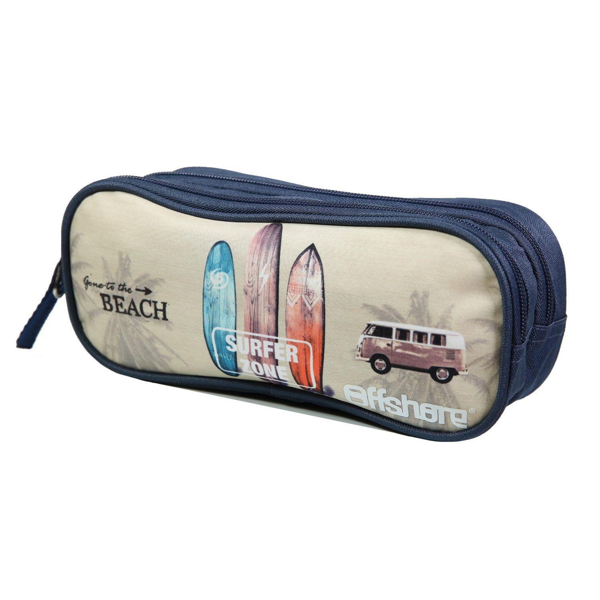 Voir la diapositive 2 : Bagtrotter BAGTROTTER Trousse scolaire 2 compartiments Offshore Beige Van & Surf