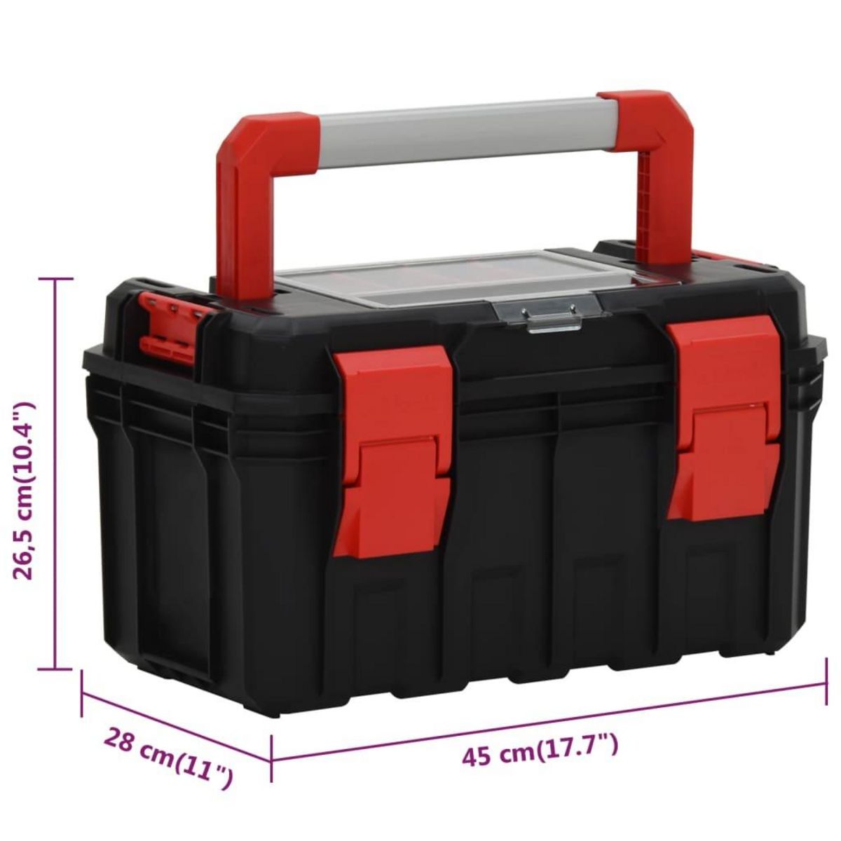 VIDAXL Boîte a outils Noir et rouge 45x28x26,5 cm