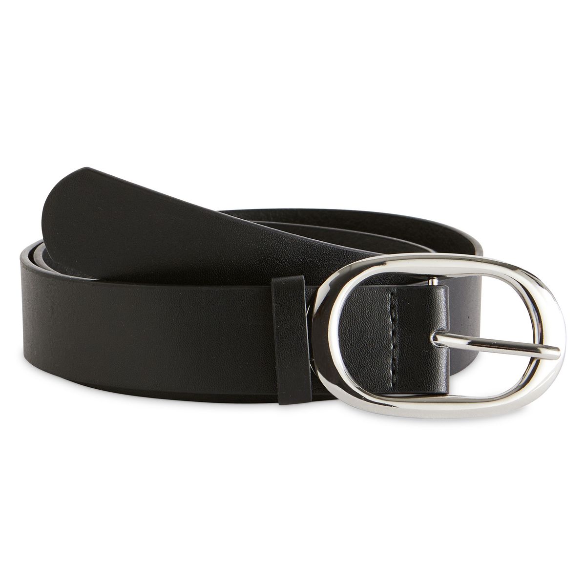 INEXTENSO Ceinture noire avec boucle ovale femme