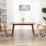 VIDAXL Chaise pivotante de bureau Creme Bois courbe et similicuir