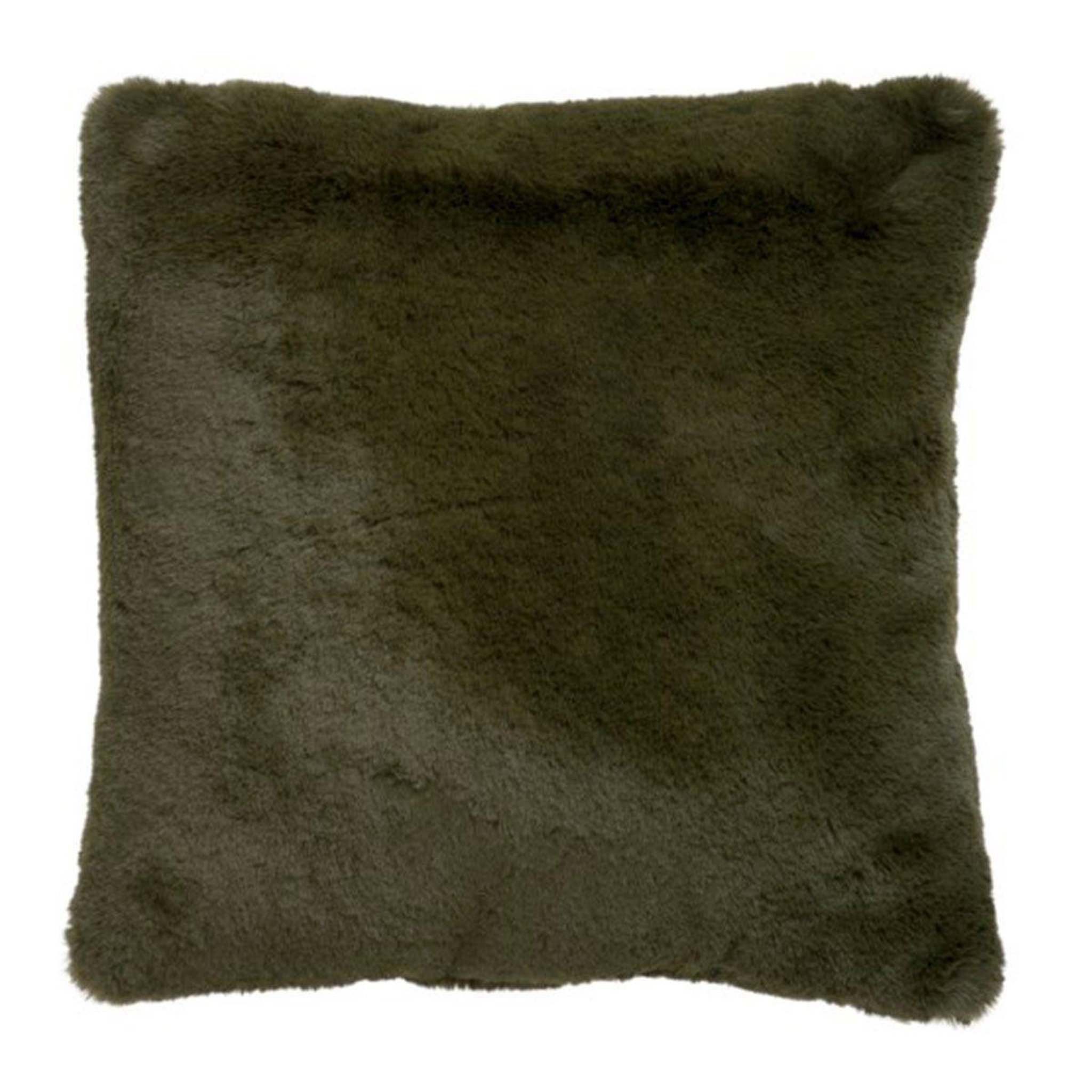 J-LINE Coussin imitation fourrure  cutie  45x45cm vert kaki