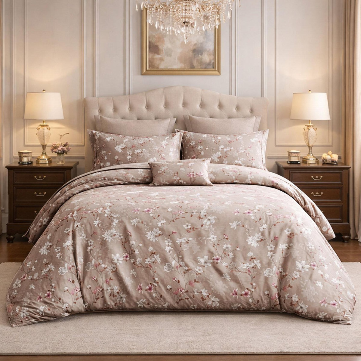 Home collection Parure housse de couette 3 pcs 240x220 cm en percale de coton 80 fils Sakumi